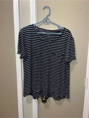 GAP Navy and White Striped Short Sleeve Tee